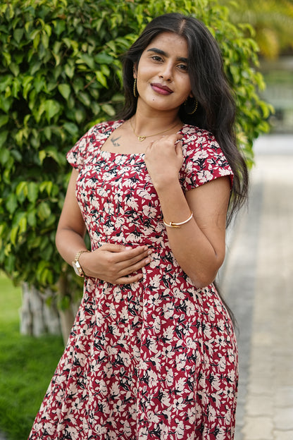 Ruby Blossom Cotton Anarkali Top | LCAR - 030