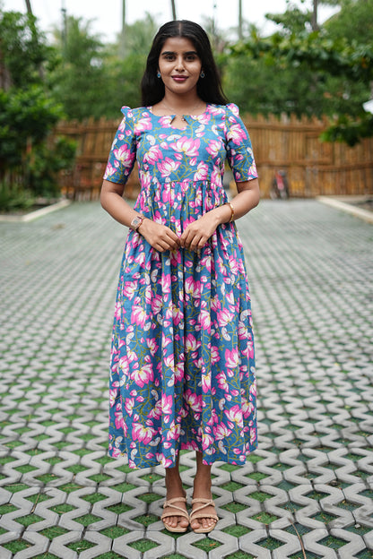 Blue Lotus Bloom Maxi Dress