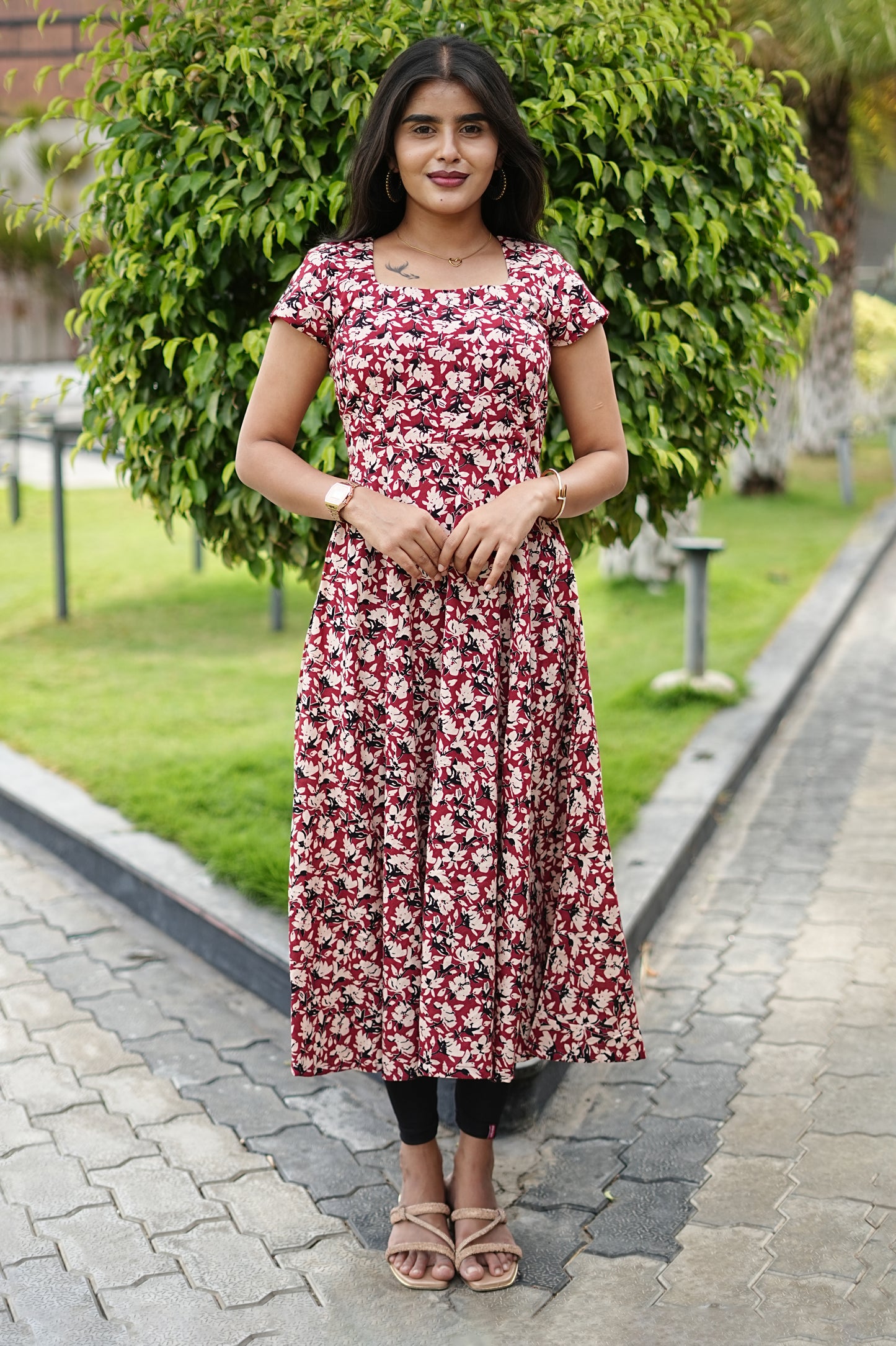 Ruby Blossom Cotton Anarkali Top | LCAR - 030