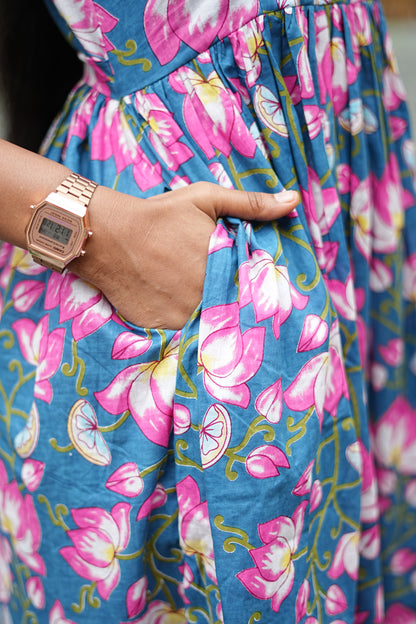 Blue Lotus Bloom Maxi Dress