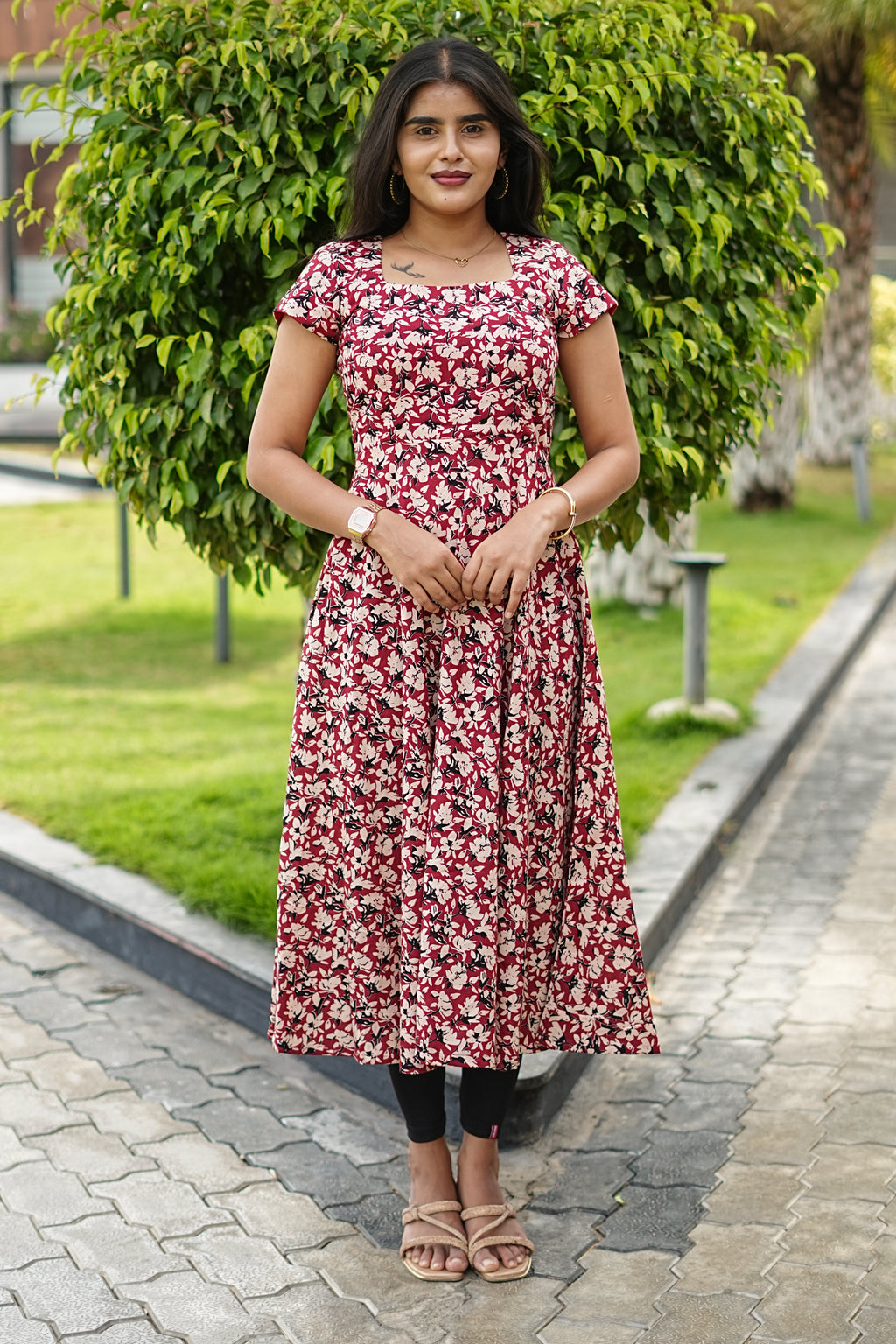 Ruby Blossom Cotton Anarkali Top | LCAR - 030