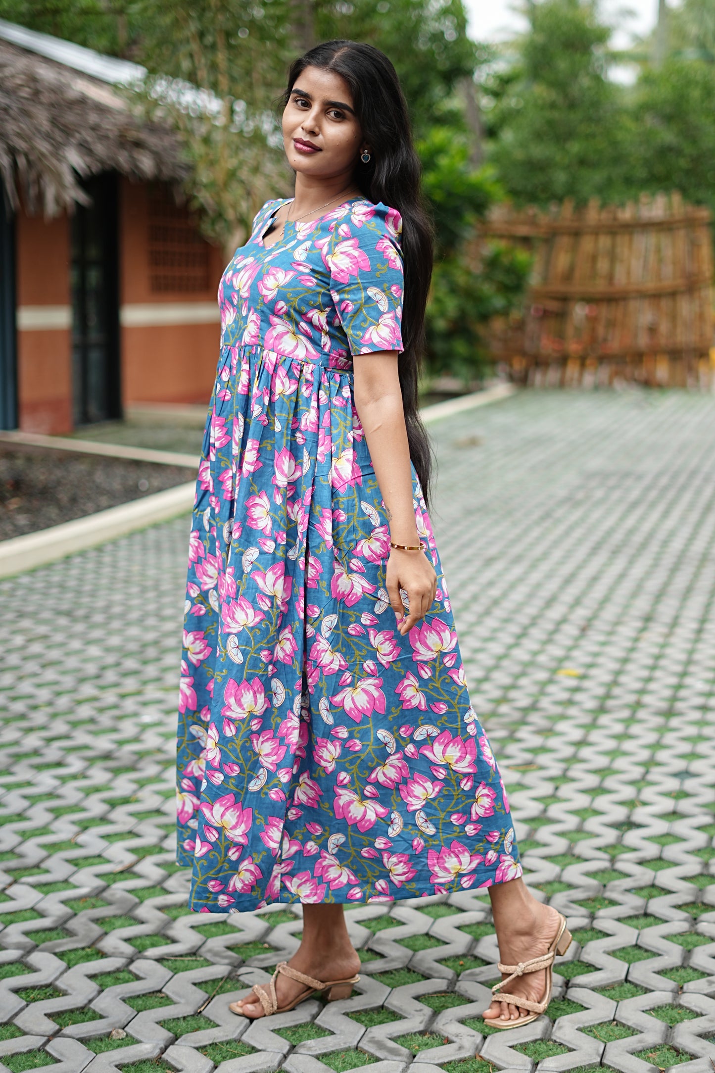 Blue Lotus Bloom Maxi Dress