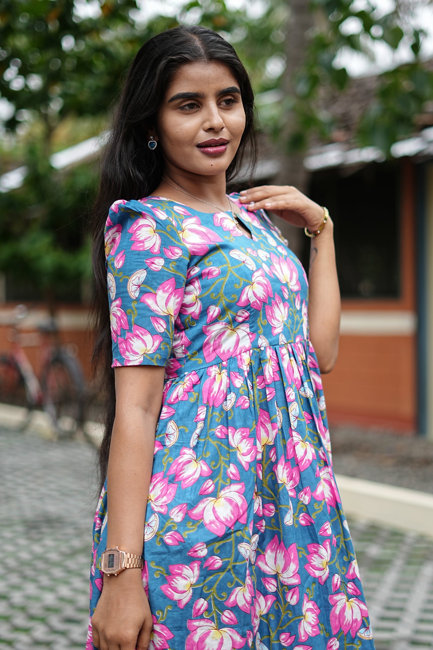 Blue Lotus Bloom Maxi Dress