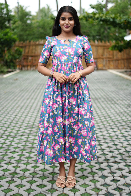 Blue Lotus Bloom Maxi Dress