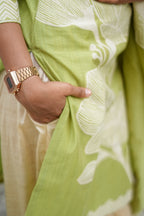 Pistachio Green Floral Mul Chanderi Co ord Set | F - 013
