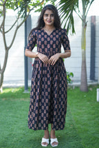 Zipper Feeding Maxi Silk Mango Floral | B - 008