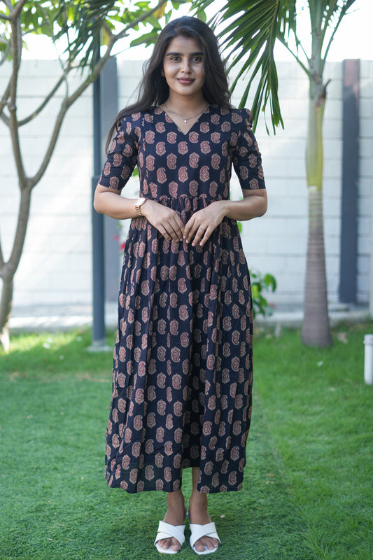Zipper Feeding Maxi Silk Mango Floral
