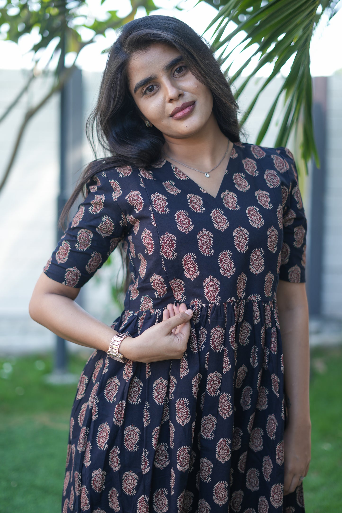 Zipper Feeding Maxi Silk Mango Floral
