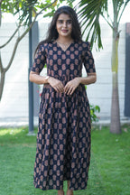 Zipper Feeding Maxi Silk Mango Floral | B - 008