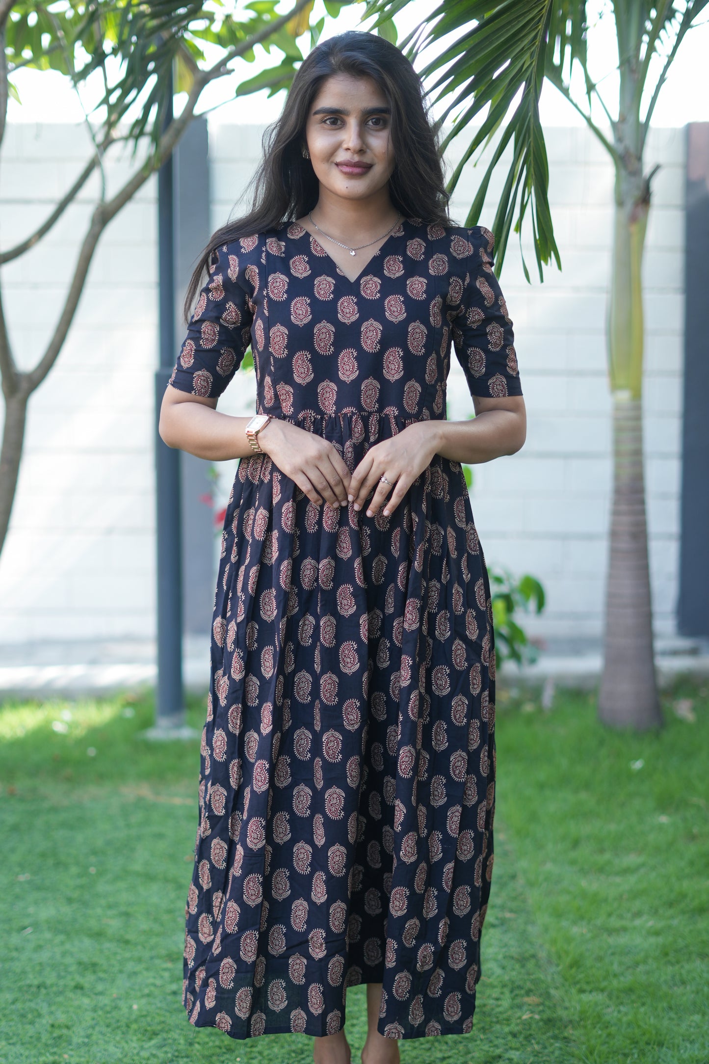 Zipper Feeding Maxi Silk Mango Floral