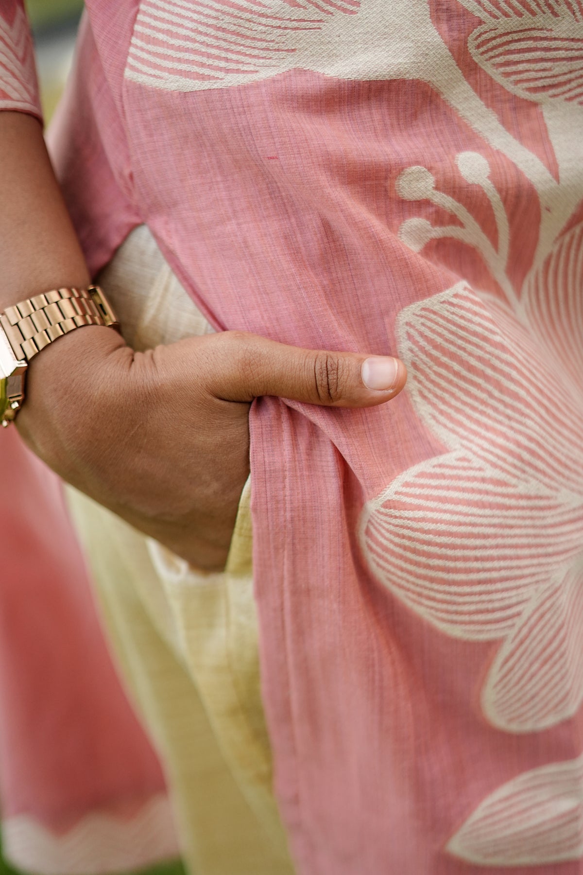 Blush Pink Floral Mul Chanderi Cotton Set  |F - 011