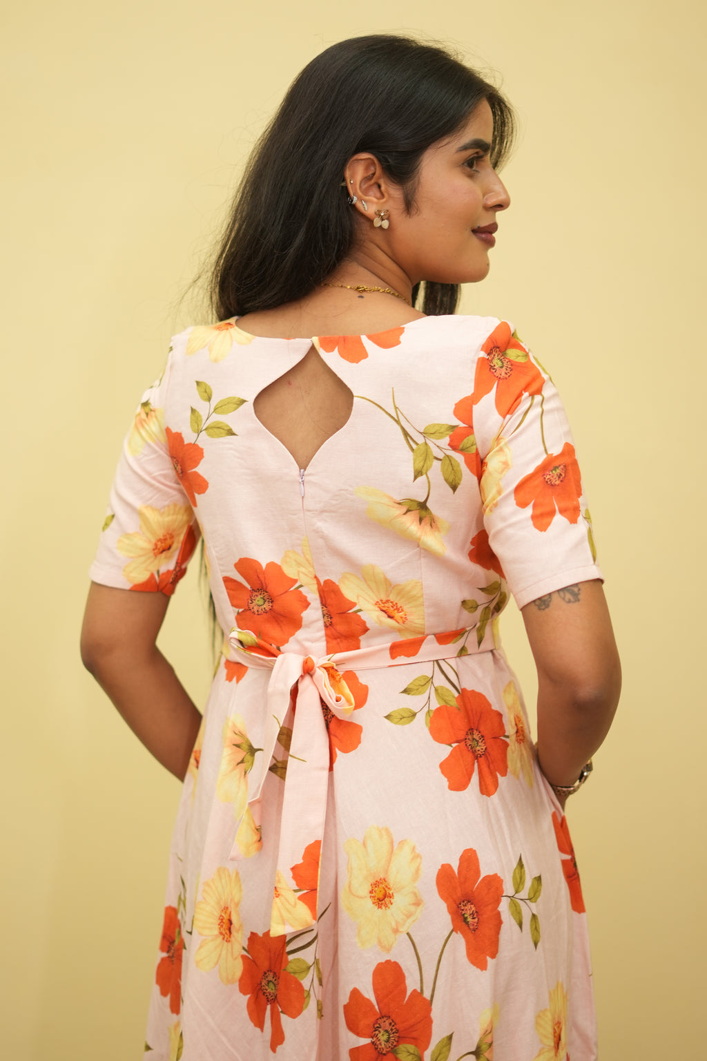 Blush Blossom Floral Maxi Dress for women | Floral Cotton Maxi Dresses | B - 003