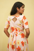 Blush Blossom Floral Maxi Dress for women | Floral Cotton Maxi Dresses | B - 003