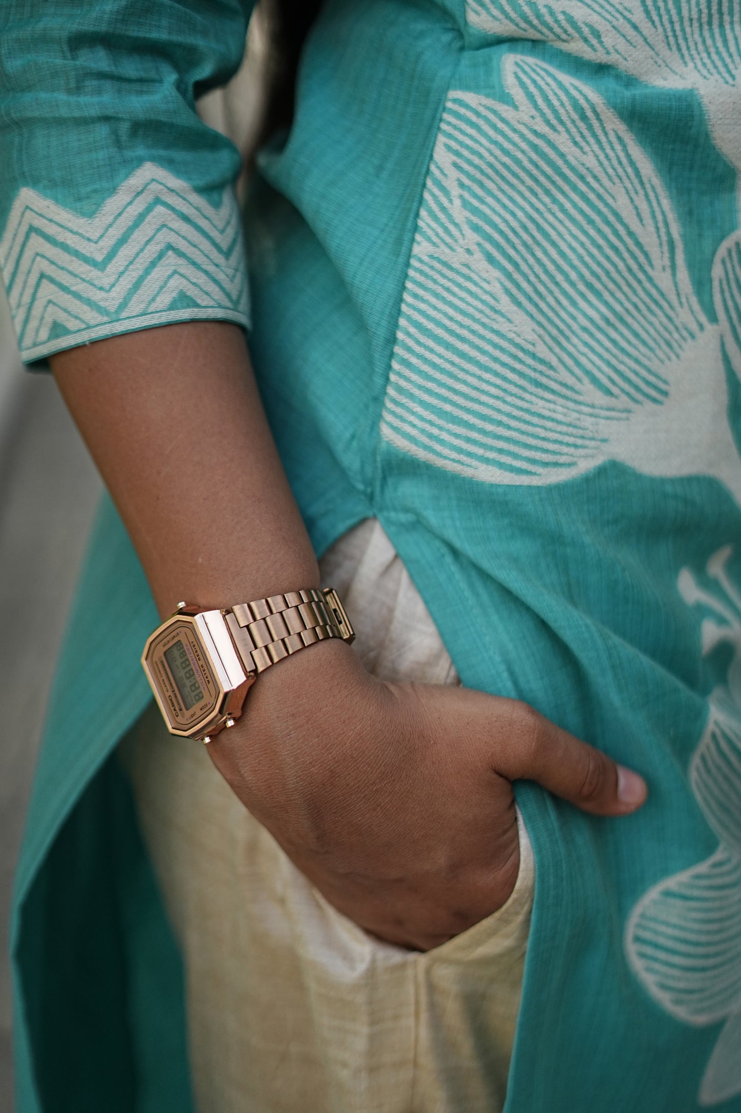 Aqua Blossom Mul Chanderi Cotton 2-Piece Set | LCCA 027
