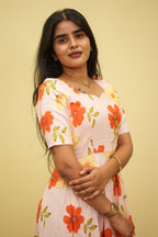 Blush Blossom Floral Maxi Dress for women | Floral Cotton Maxi Dresses | B - 003