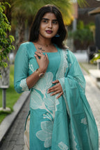 Aqua Blossom Mul Chanderi Cotton 2-Piece Set | F - 012