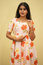 Blush Blossom Floral Maxi Dress for women | Floral Cotton Maxi Dresses | B - 003