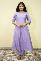 Lavender A-Line Kurta Set with Pants Co ord set | D - 007
