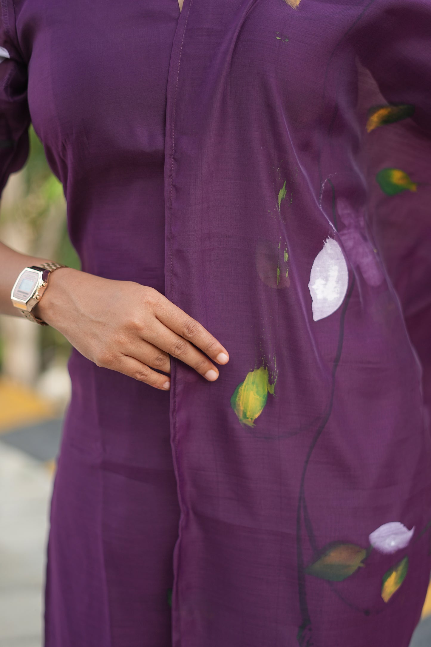 Amora Plum Mul Chanderi Cotton Ethnic Set| LCSA 046