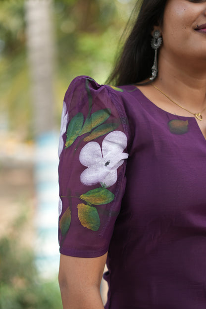 Amora Plum Mul Chanderi Cotton Ethnic Set| LCSA 046