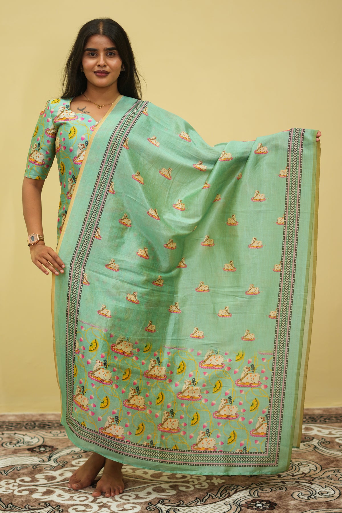 Aqua petals Floral Printed Kurta with Dupatta | F - 001