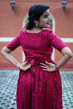 Ruby Grid Checkers Maxi Dress for Women | Cotton Checkers maxi dress | E - 005