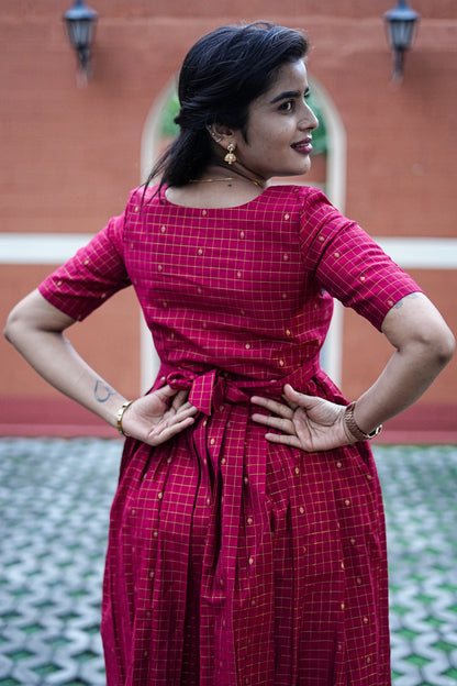 Ruby Grid Cotton Maxi Dress