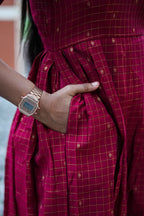 Ruby Grid Checkers Maxi Dress for Women | Cotton Checkers maxi dress | E - 005