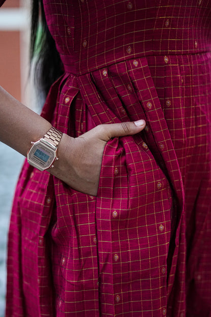 Ruby Grid Cotton Maxi Dress