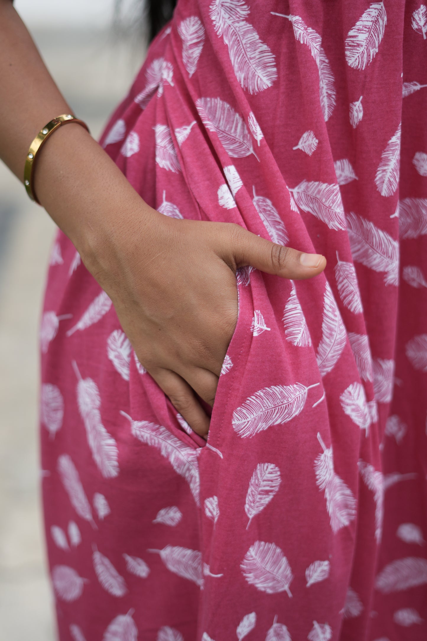 Casual Lounge Wear Non Feeding with puff Pink feather