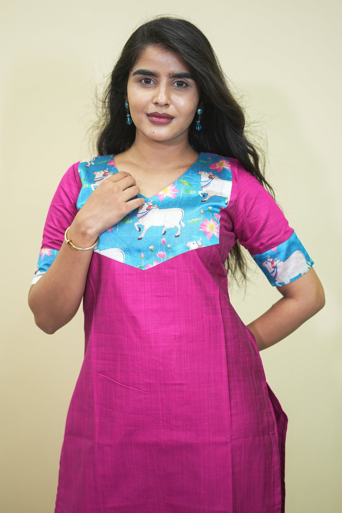 Magenta Bloom Floral Kurta Co Ord Set  | D - 002