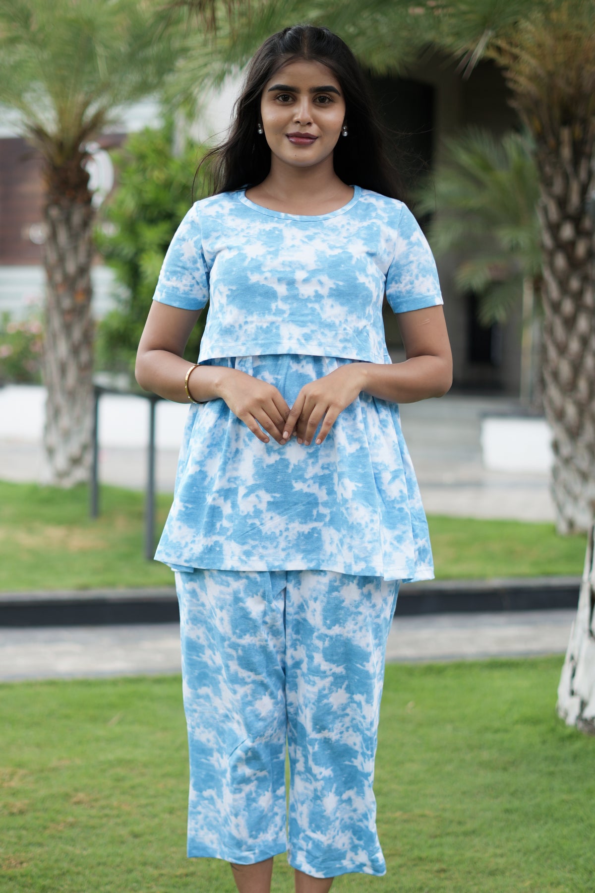 Peplum Feeding Zipless Co-ords Sky Dyed