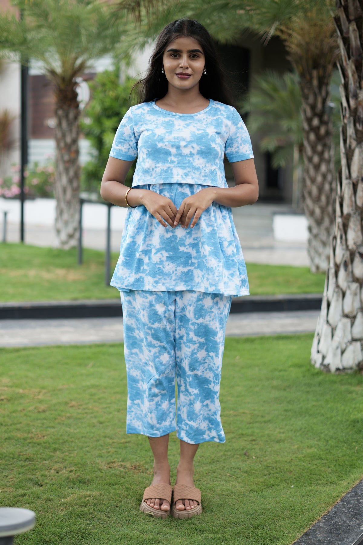 Peplum Feeding Zipless Co-ords Sky Dyed