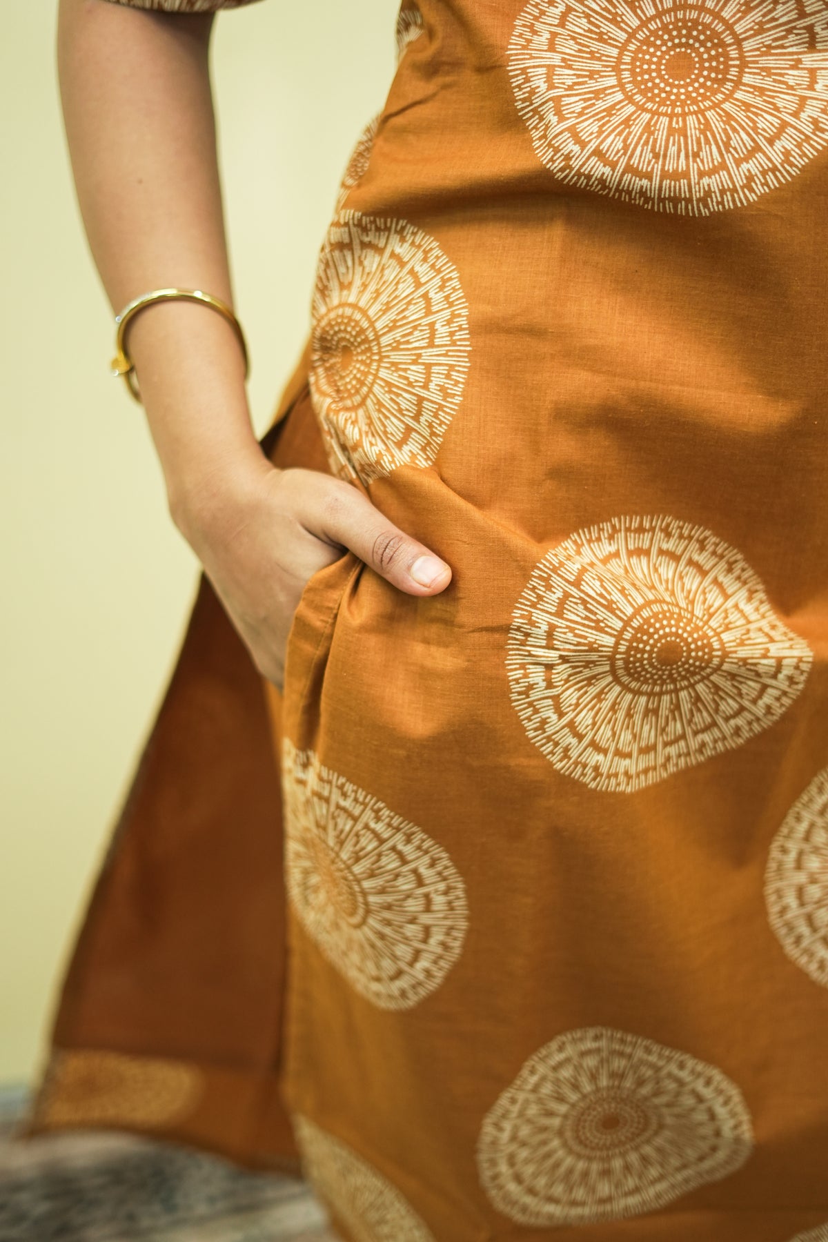 Rust Mustard Ethnic Printed Kurta with Straight Pants CO ORD SET | D -005