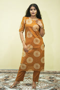 Rust Mustard Ethnic Printed Kurta with Straight Pants CO ORD SET | D -005