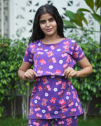 Zipless feeding maternity Co-Ord Purple Teddy