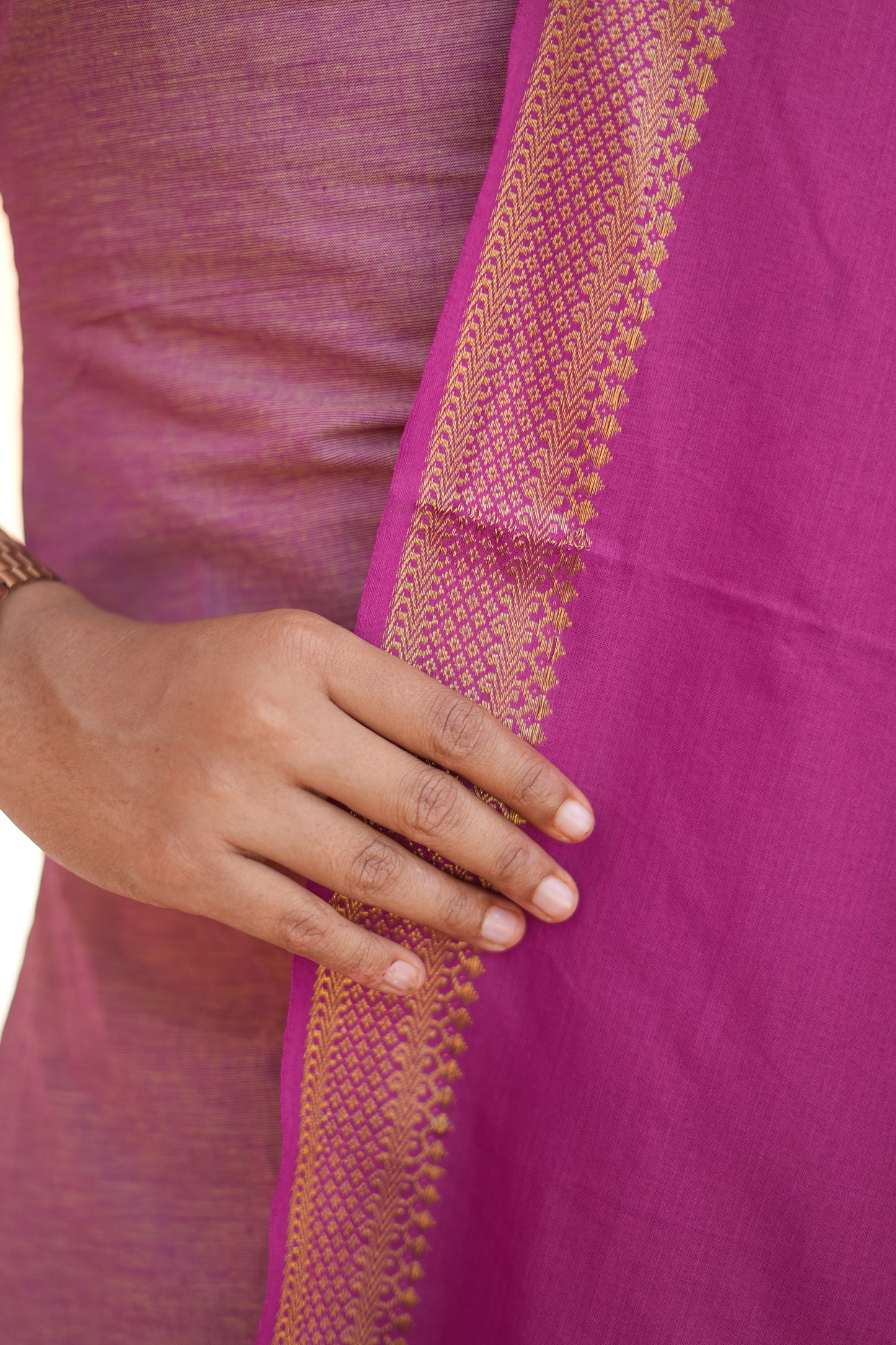 Orchid Pink Handloom Mangalagiri Cotton Salwar Suit with Zari Dupatta | LCSO 034