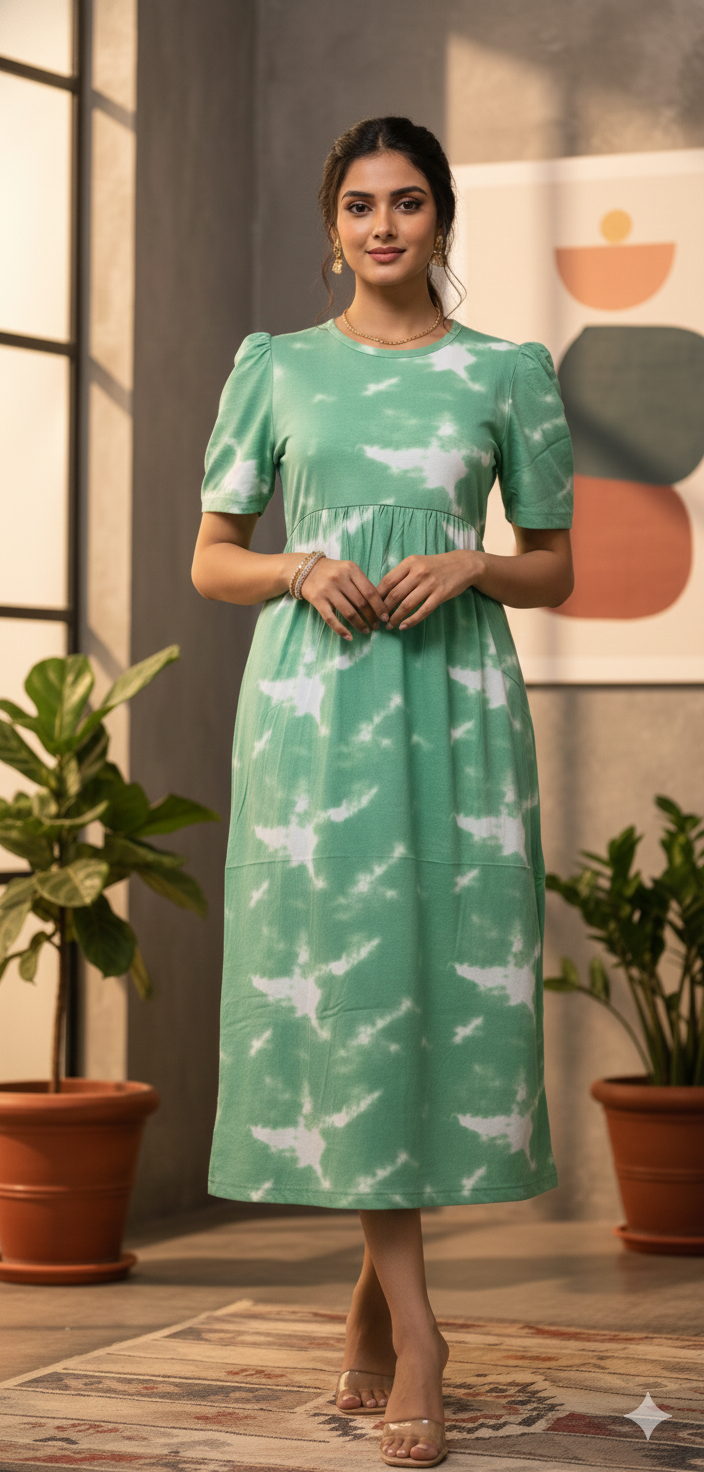 Casual Lounge Wear Non Feeding with puff Green Dyed