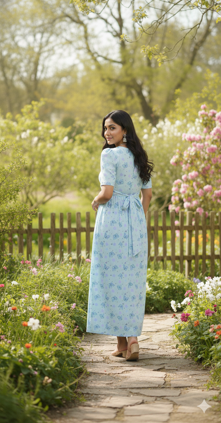 Casual Lounge Wear Non Feeding with puff Blue Butterfly