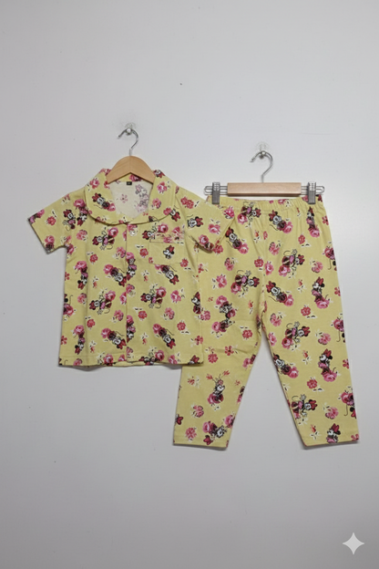 Yellow Mickey Printed kids nightsuit set