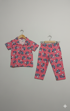 Pale Red Mickey Printed Kids NightSuit set