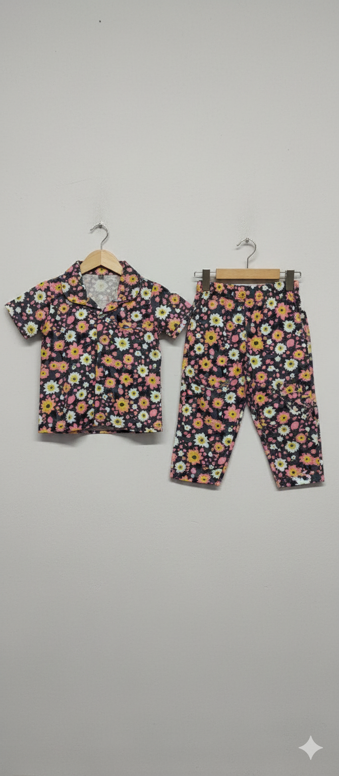 Brown Multi Daisy Kids Night suit