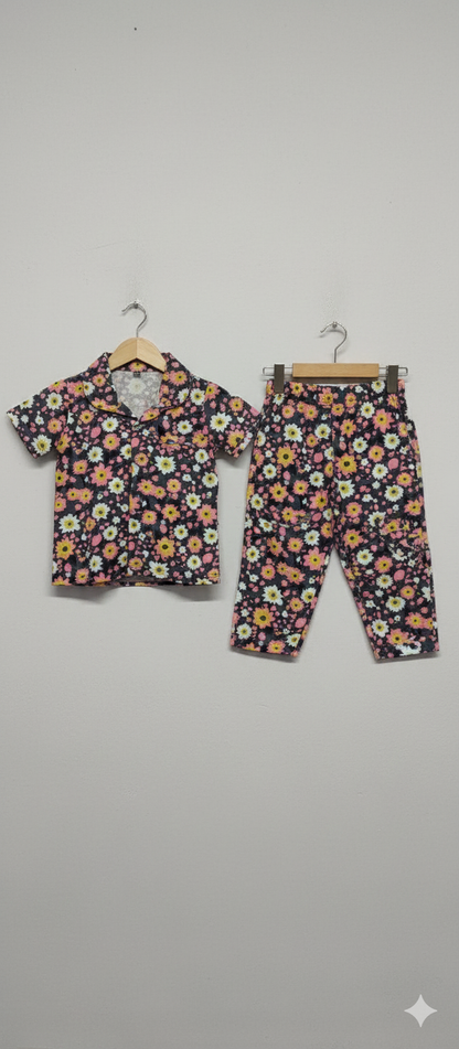 Brown Multi Daisy Kids Night suit