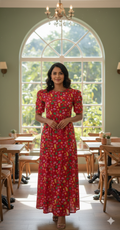 Zipless feeding wear with puff 52 inches Red Ostrich
