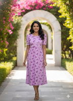 Zipless Maternity Wear with puff Sleeve Purple B