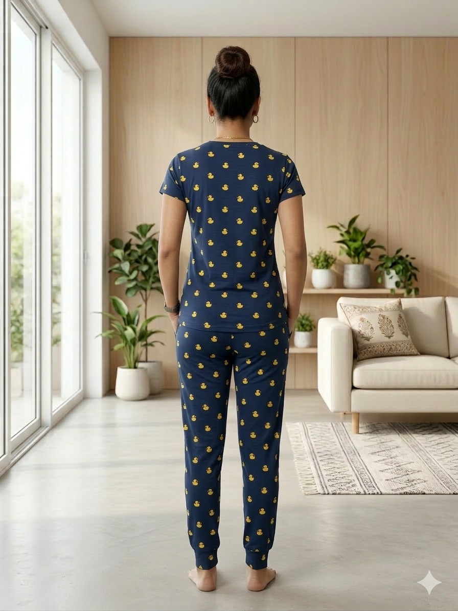 Pyjama Co-Ords Dark Navy Yellow