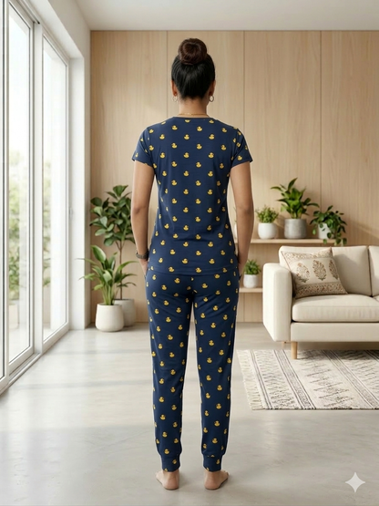 Pyjama Co-Ords Dark Navy Yellow