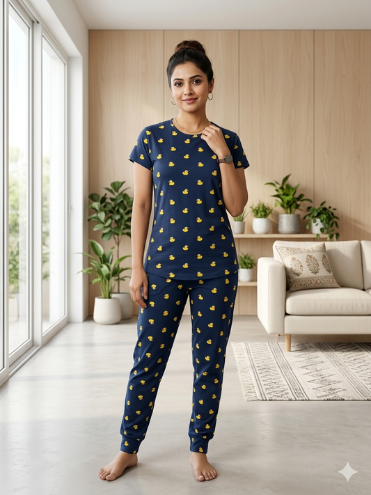 Pyjama Co-Ords Dark Navy Yellow