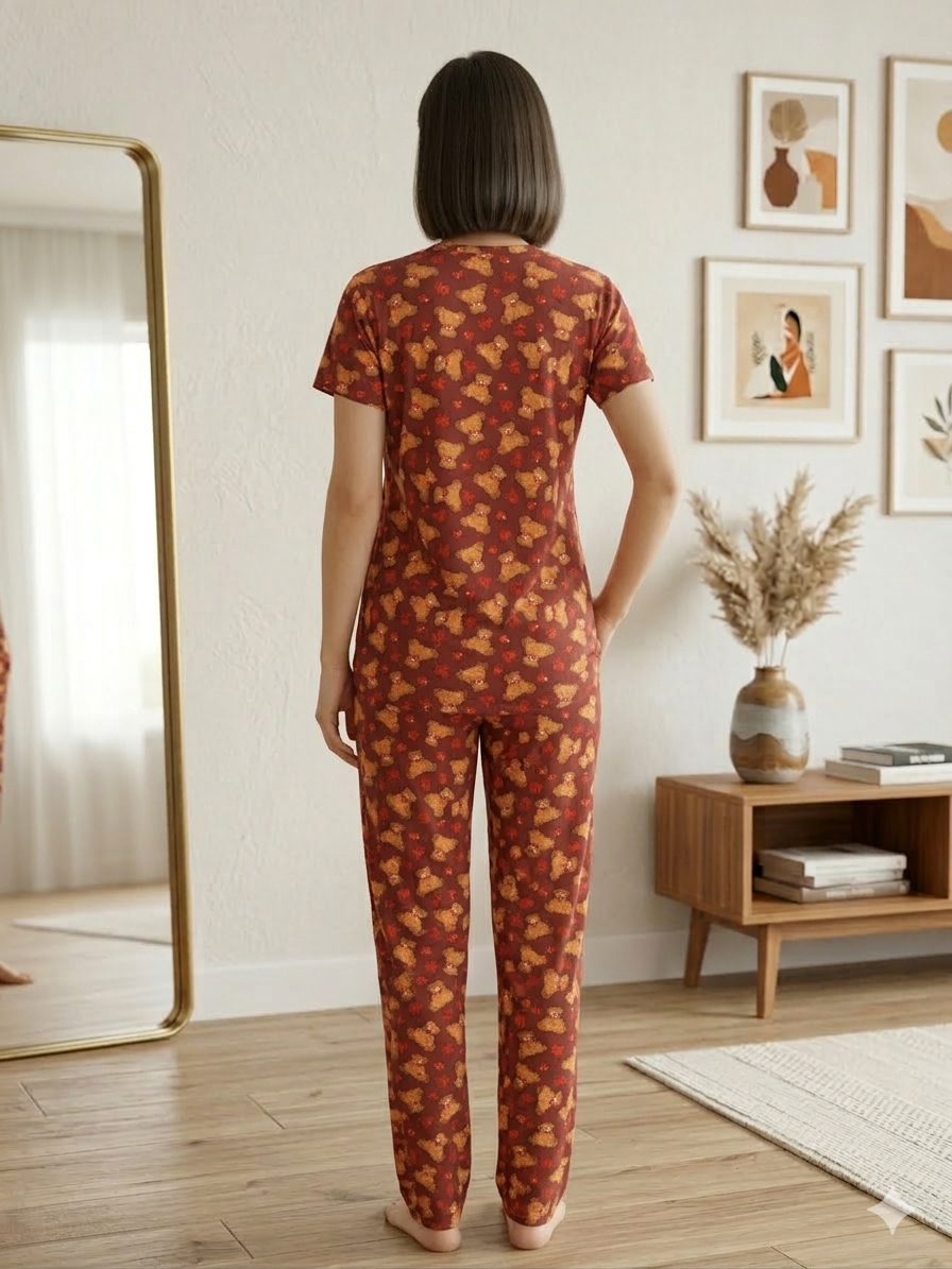 Pyjama Co-Ord's Brown  Teddy