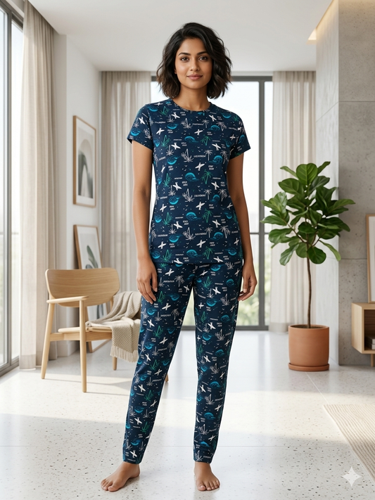Pyjama Co-Ords Navy Blue Marine